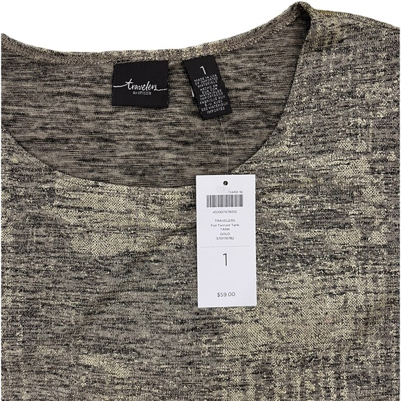 Chico’s Travelers Collection Foil Top Gold Women’s Size 8 (Chicos 1) - Picture 2 of 6